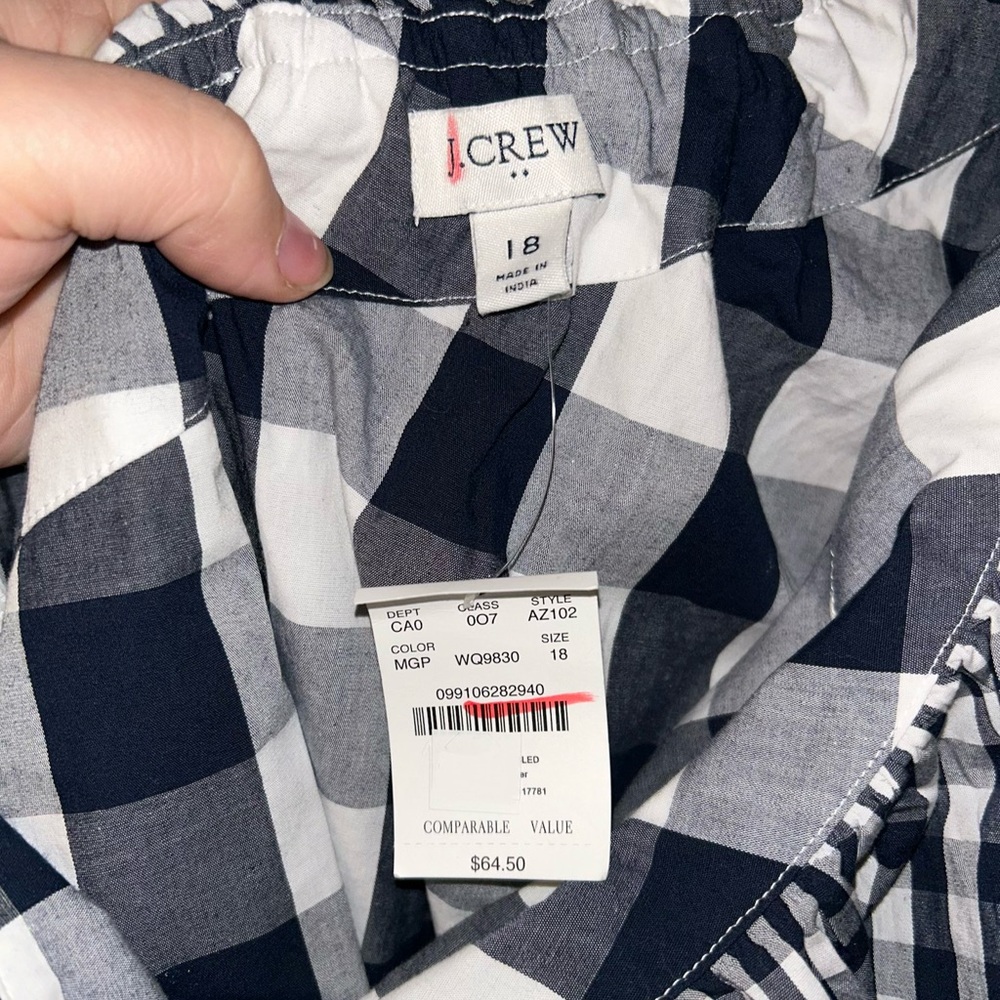 J. Crew Blue and White Plaid Blouse